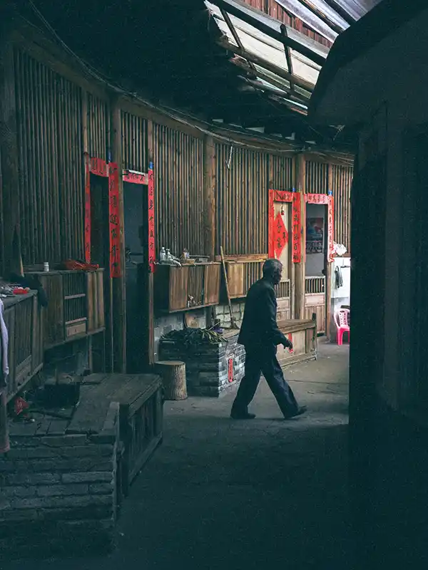 Hakka local people inside of his building, from my collection "The Guest Families"
